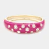 Fashnzfab Stone Embellished Hinged Bracelet Fuchsia In Pink