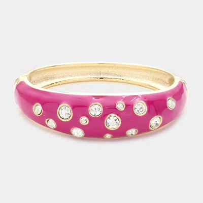 Fashnzfab Stone Embellished Hinged Bracelet Fuchsia In Pink