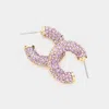 Fashnzfab Stone Embellished Hoop Earrings - Lavender In Pink