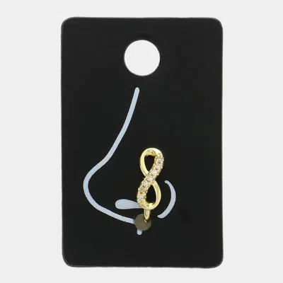 Fashnzfab Stone Embellished Infinity Nose Clip In Black