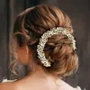 Fashnzfab Stone Embellished Leaf Cluster Vine Wrap Hair Comb In Metallic