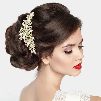 Fashnzfab Stone Embellished Leaf Cluster Wrap Headpiece In Gold