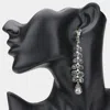 Fashnzfab Stone Embellished Leaf Pearl Link Dangle Evening Earrings - Gray In Metallic