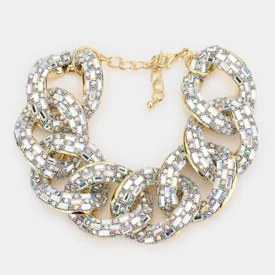 Fashnzfab Stone Embellished Link Evening Bracelet Ab, Gold In Multi