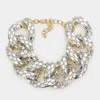 Fashnzfab Stone Embellished Link Evening Bracelet Clear, Gold In Multi