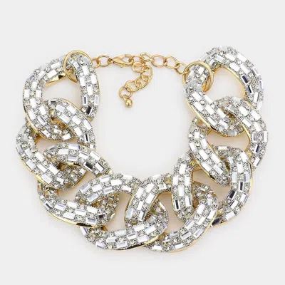 Fashnzfab Stone Embellished Link Evening Bracelet Clear, Gold In Multi