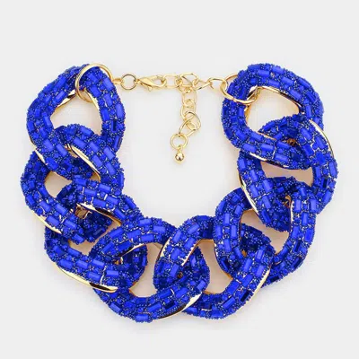 Fashnzfab Stone Embellished Link Evening Bracelet Gold, Sapphire In Multi