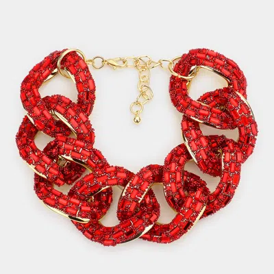 Fashnzfab Stone Embellished Link Evening Bracelet Gold, Siam In Multi