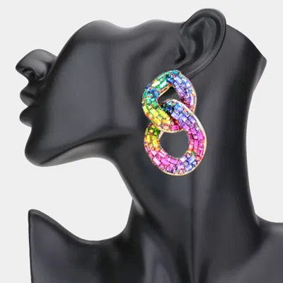 Fashnzfab Stone Embellished Link Evening Earrings In Multi