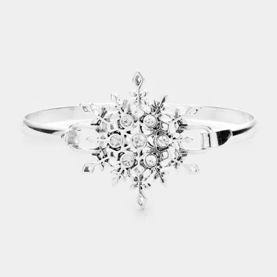 Fashnzfab Stone Embellished Metal Snowflake Hook Bracelet Antique Silver In Multi
