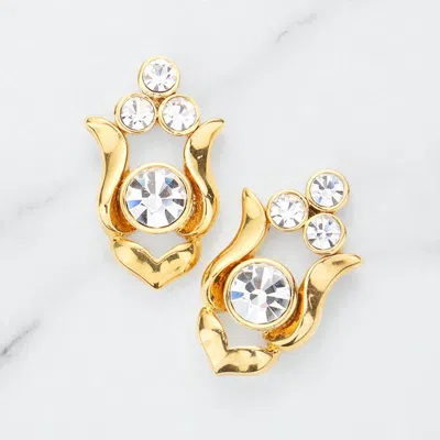 Fashnzfab Stone Embellished Metal Stud Earrings In Gold