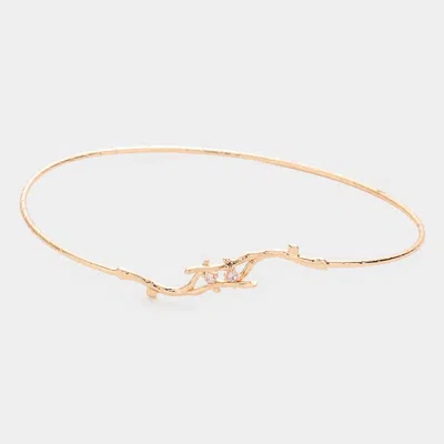 Fashnzfab Stone Embellished Metal Twig Bracelet Gold