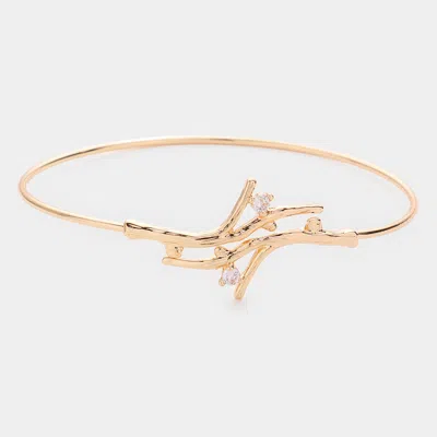 Fashnzfab Stone Embellished Metal Twig Bracelet In Gold