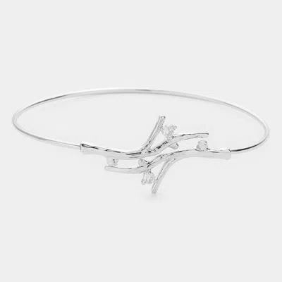 Fashnzfab Stone Embellished Metal Twig Bracelet In Metallic