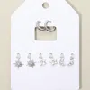 Fashnzfab Stone Embellished North Star Crescent Moon Interchangeable Earring Set - Clear, Rhodium In Metallic