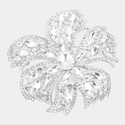 Fashnzfab Stone Embellished Oversized Flower Pin Brooch In Multi