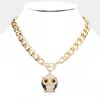 Fashnzfab Stone Embellished Owl Pendant Toggle Necklace In Gold