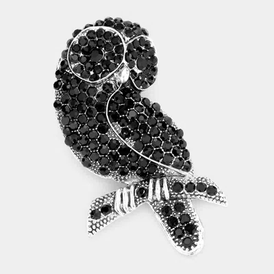 Fashnzfab Stone Embellished Owl Pin Brooch In Gold