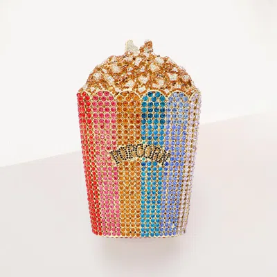 Fashnzfab Stone Embellished Popcorn Evening Tote Bag In Blue
