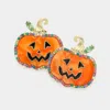 Fashnzfab Stone Embellished Pumpkin Earrings In Burgundy