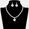 Fashnzfab Stone Embellished Quatrefoil Pendant Pointed Pearl Necklace In Multi