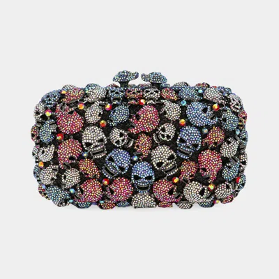 Fashnzfab Stone Embellished Skull Evening Clutch Bag In Multi