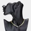 Fashnzfab Stone Embellished Snake Accented Necklace In Gold