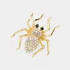 Fashnzfab Stone Embellished Spider Pin Brooch In Blue