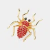 Fashnzfab Stone Embellished Spider Pin Brooch In Multi