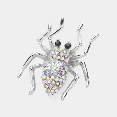 Fashnzfab Stone Embellished Spider Pin Brooch In Multi