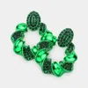 Fashnzfab Stone Embellished Spiral Open Circle Chunky Earrings - Green In Green