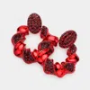 Fashnzfab Stone Embellished Spiral Open Circle Chunky Earrings - Red In Red