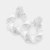 Fashnzfab Stone Embellished Spiral Open Circle Chunky Earrings - White In Gold