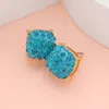 Fashnzfab Stone Embellished Square Stud Earrings - Blue In Blue