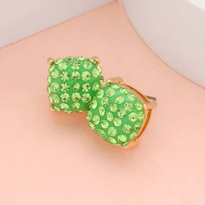 Fashnzfab Stone Embellished Square Stud Earrings In Gold