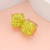 Fashnzfab Stone Embellished Square Stud Earrings In Yellow