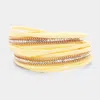 Fashnzfab Stone Embellished Suede Multi Strand Wrap Magnetic Bracelet Cream, Rose Gold In Multi