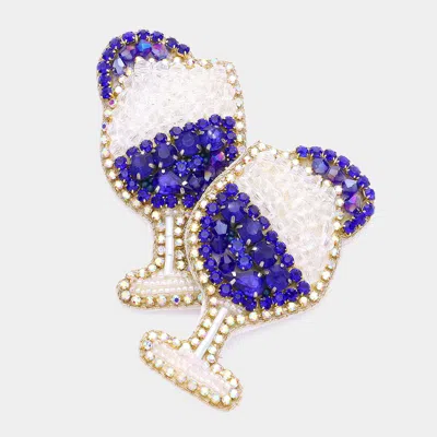 Fashnzfab Stone Faceted Beaded Cocktail Dangle Earrings - Blue