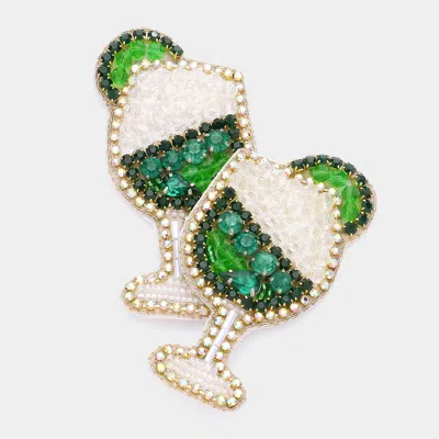 Fashnzfab Stone Faceted Beaded Cocktail Dangle Earrings - Green