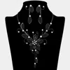 Fashnzfab Stone Mesh Flower Leaf Bib Necklace In Black