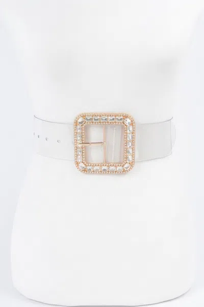 Fashnzfab Stone Metal Buckle Clear Plus Size Belt In Gray