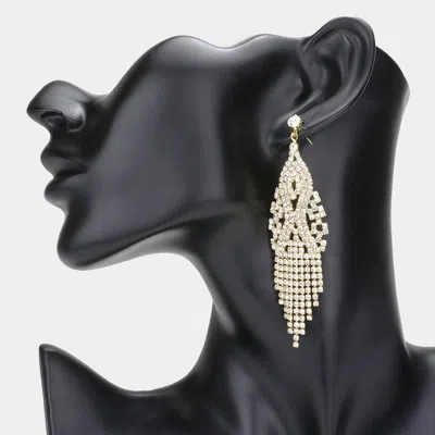 Fashnzfab Stone Pave Fringe Evening Earrings - Gold In Metallic
