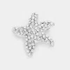 Fashnzfab Stone Pave Starfish Pin Brooch In Transparent