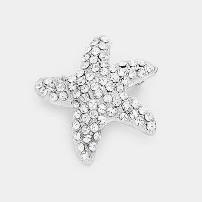 Fashnzfab Stone Pave Starfish Pin Brooch In Transparent