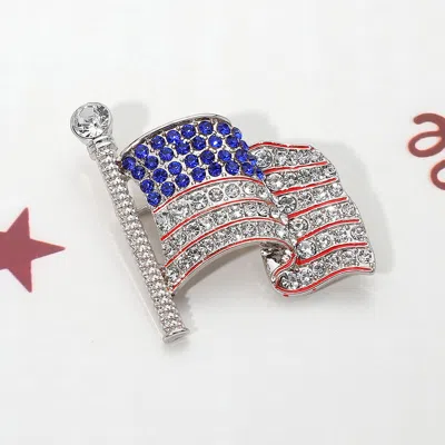 Fashnzfab Stone Paved American Usa Flag Pin Brooch In Blue