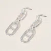 Fashnzfab Stone Paved Anchor Link Dangle Earrings In Multi