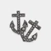 Fashnzfab Stone Paved Anchor Stud Earrings In Black