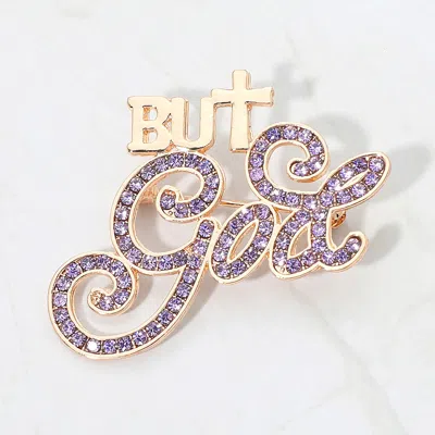 Fashnzfab Stone Paved But God Message Pin Brooch In Gold