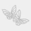 Fashnzfab Stone Paved Butterfly Earrings - Silver In Metallic
