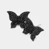Fashnzfab Stone Paved Butterfly Evening Earrings In Black